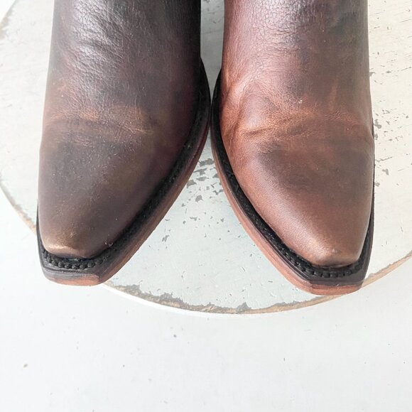 Lane EMMA JANE Womens Cowboy Bootie 9 Cognac Brown Western Cowgirl Short Boots - Picture 6 of 11